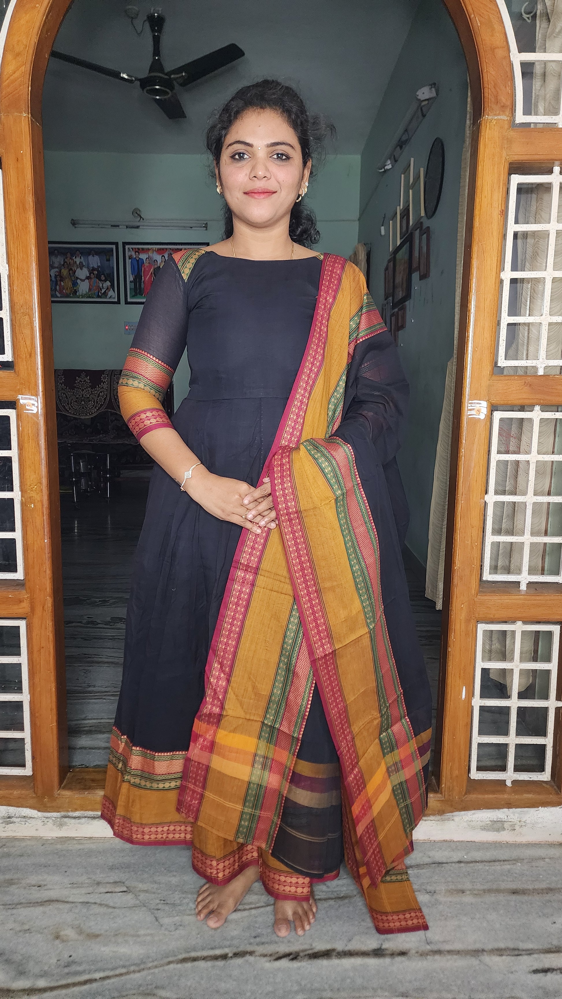 HANDLOOM COTTON ANARKALI SET TOP AND DUPATTA