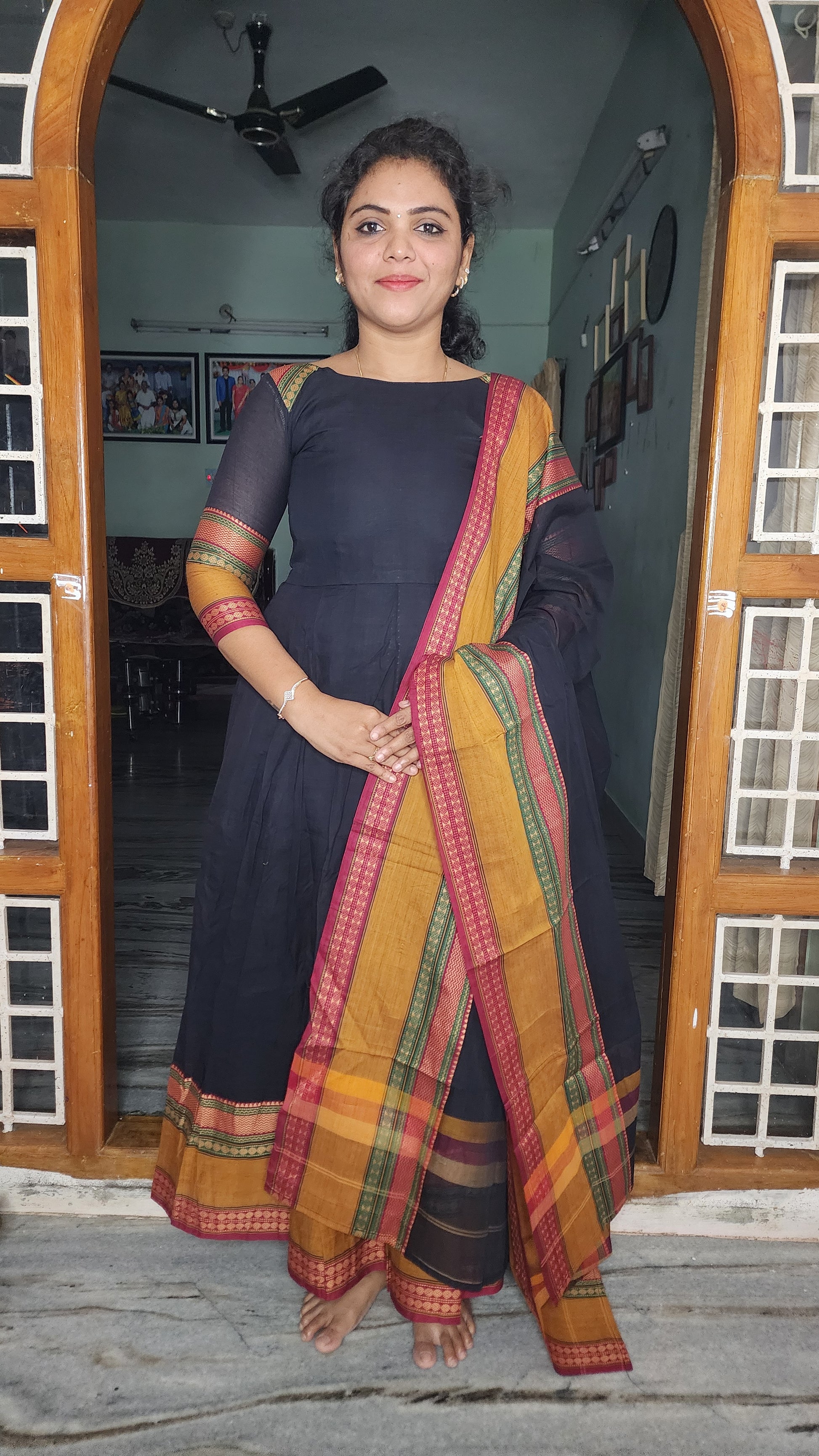 HANDLOOM COTTON ANARKALI SET TOP AND DUPATTA