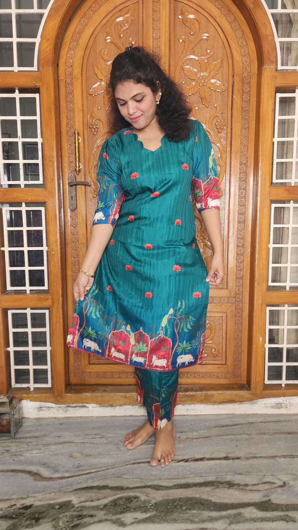 CO-ORDS KOLLAM SILK MATERIAL STITCHED