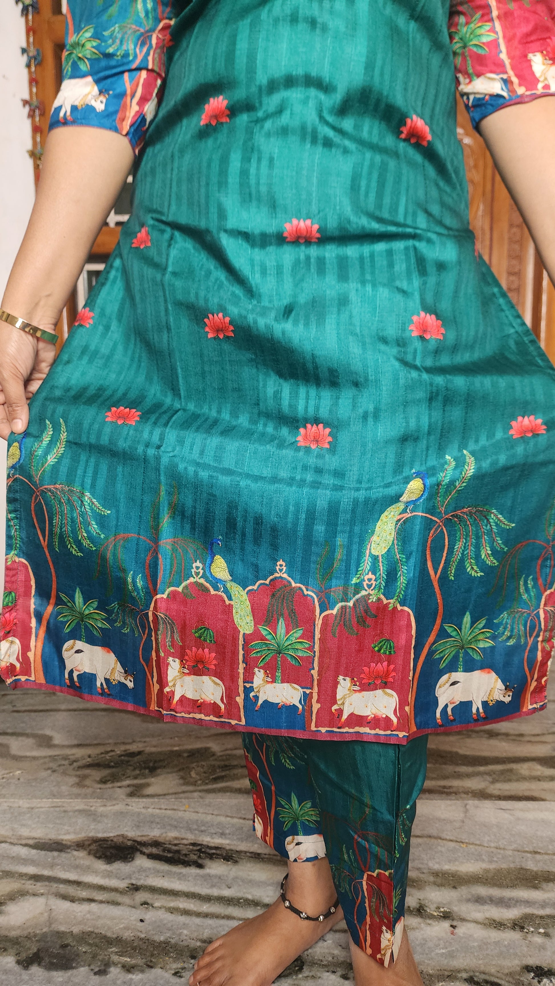 CO-ORDS KOLLAM SILK MATERIAL STITCHED