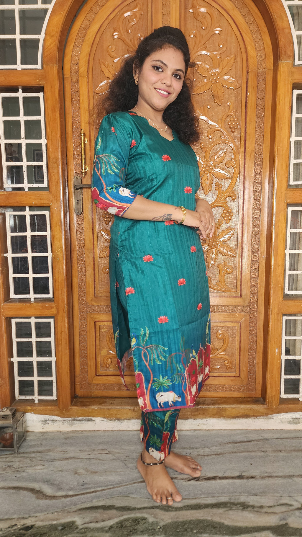 CO-ORDS KOLLAM SILK MATERIAL STITCHED