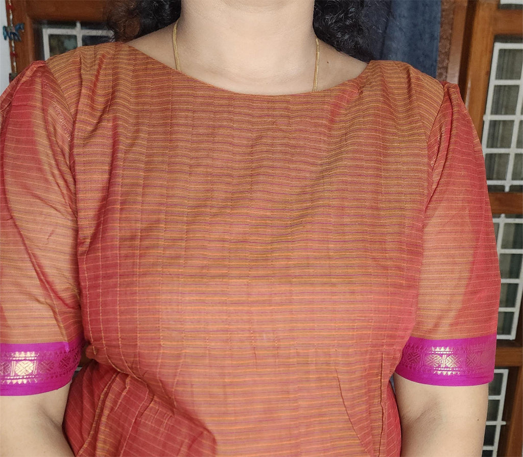 HANDLOOM COTTON ANARKALI KURTI WITH A SHARARA PANTS