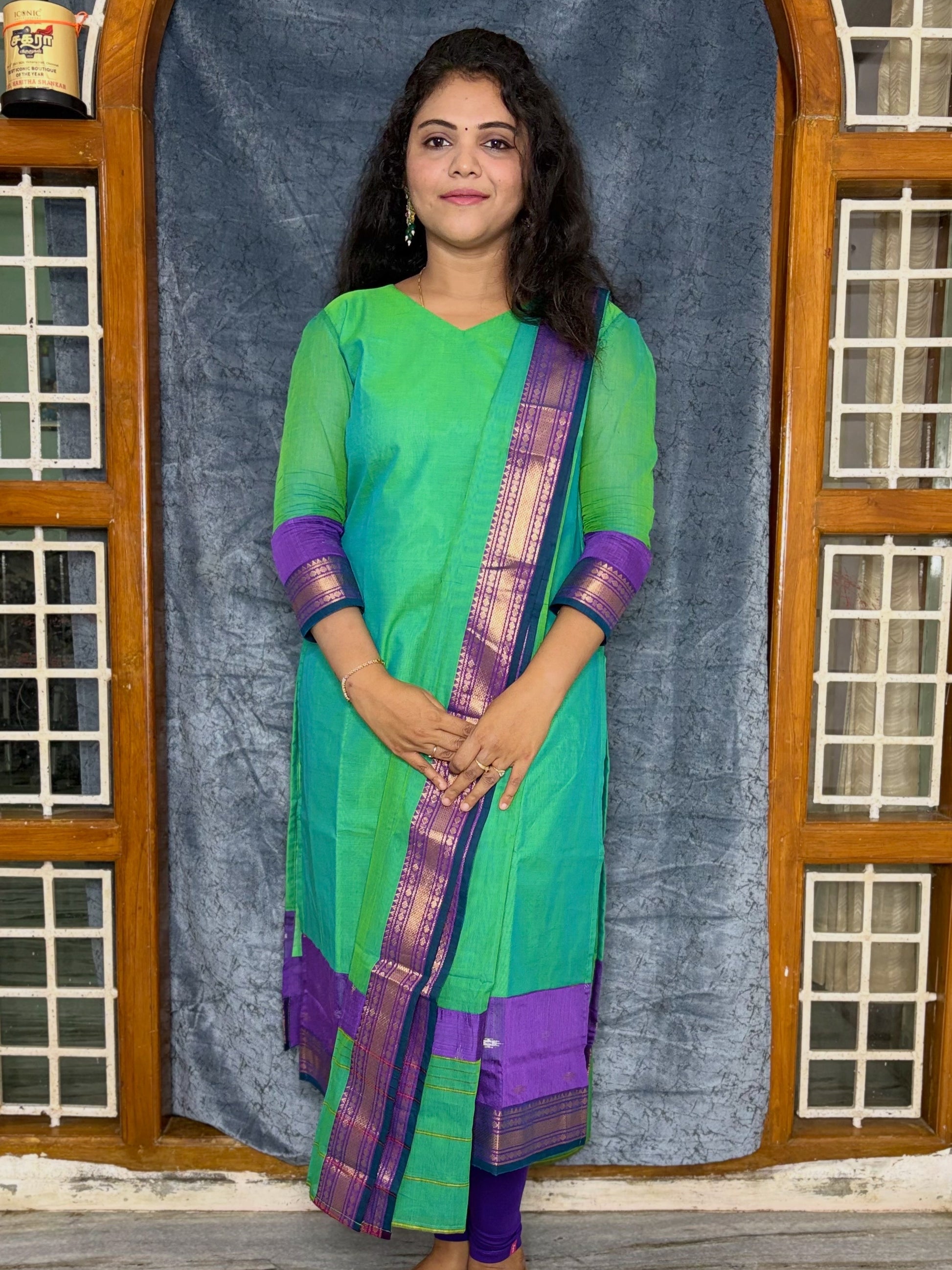 KANCHI COTTON 2 PIECE SET (TOP AND DUPATTA)