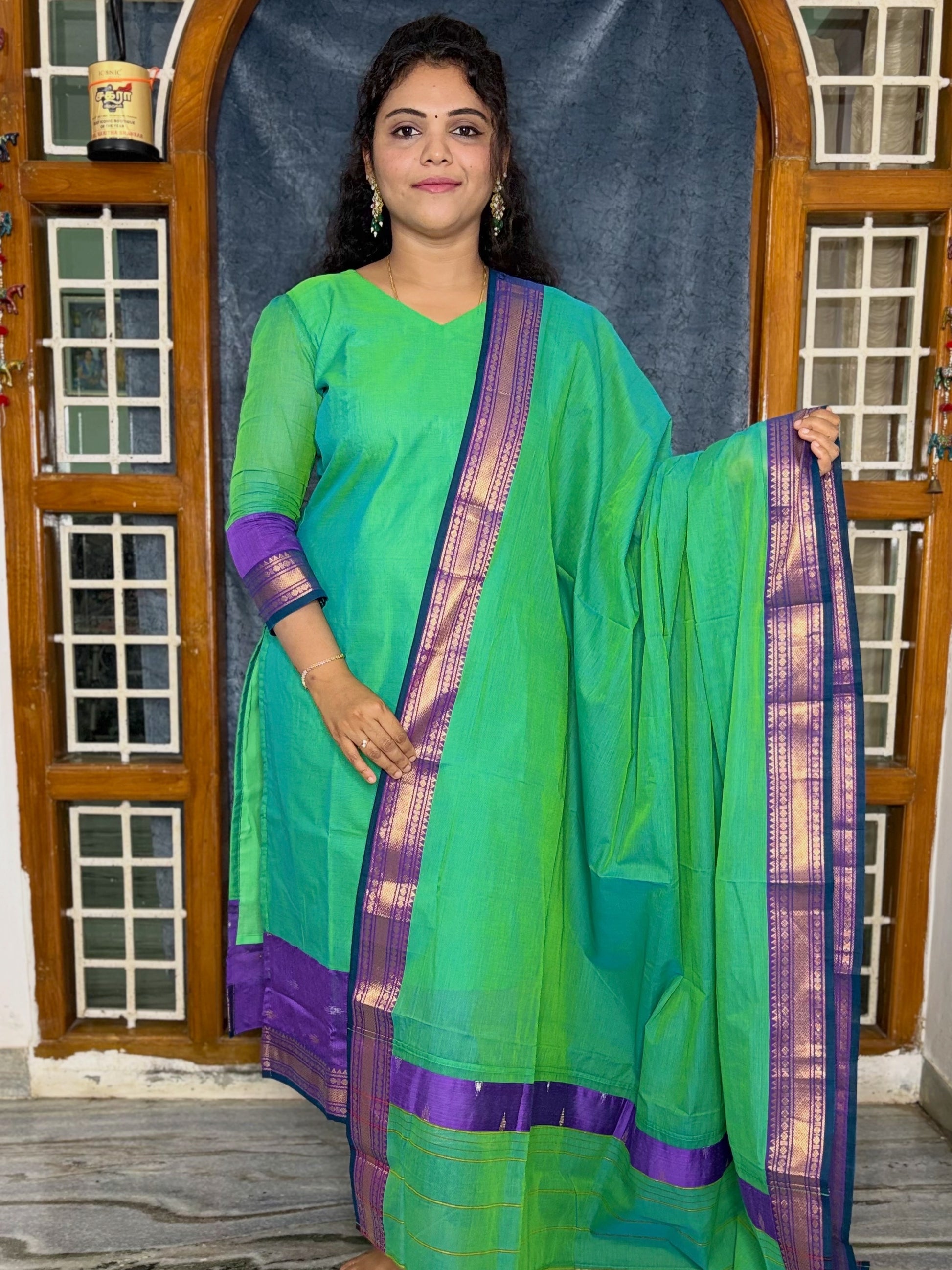 KANCHI COTTON 2 PIECE SET (TOP AND DUPATTA)