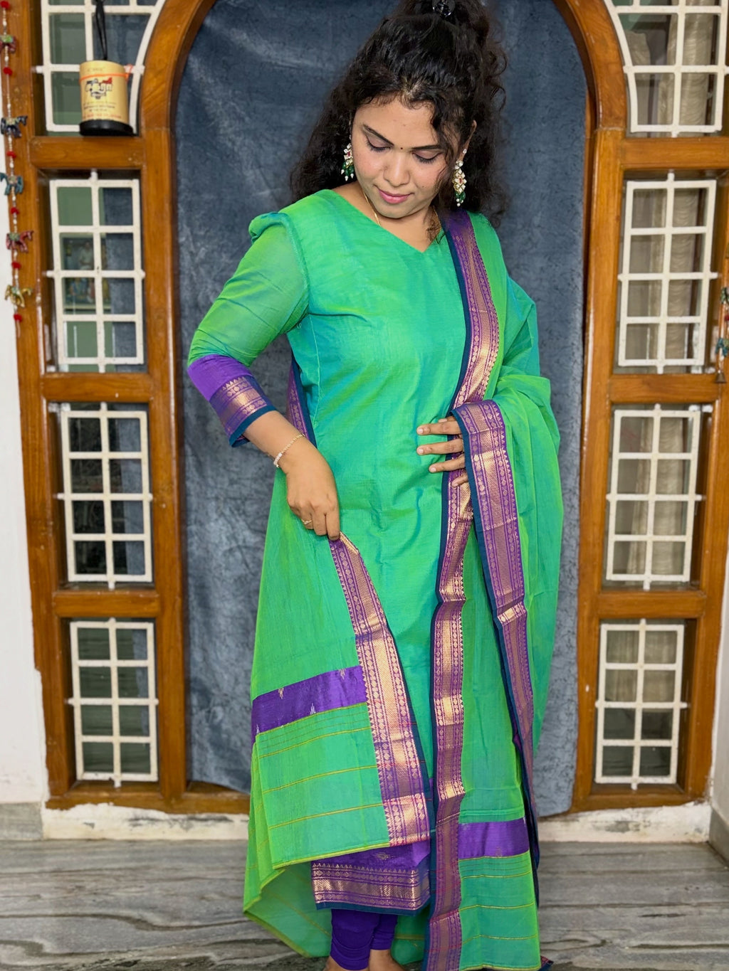 KANCHI COTTON 2 PIECE SET (TOP AND DUPATTA)