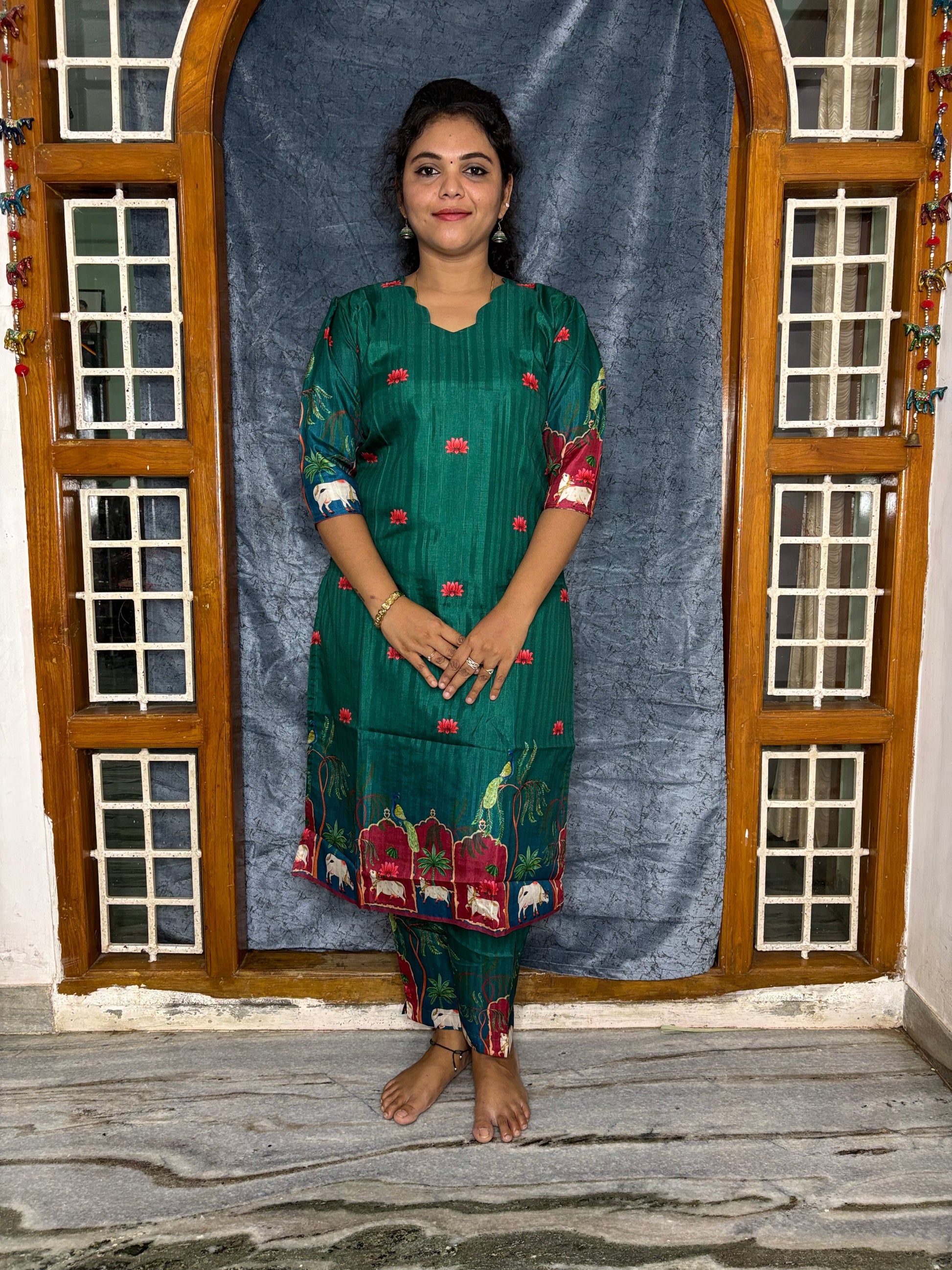CO-ORDS KOLLAM SILK MATERIAL STITCHED