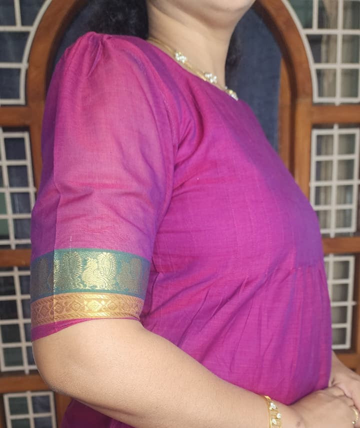 HANDLOOM COTTON ANARKALI KURTI WITH A SHARARA PANTS